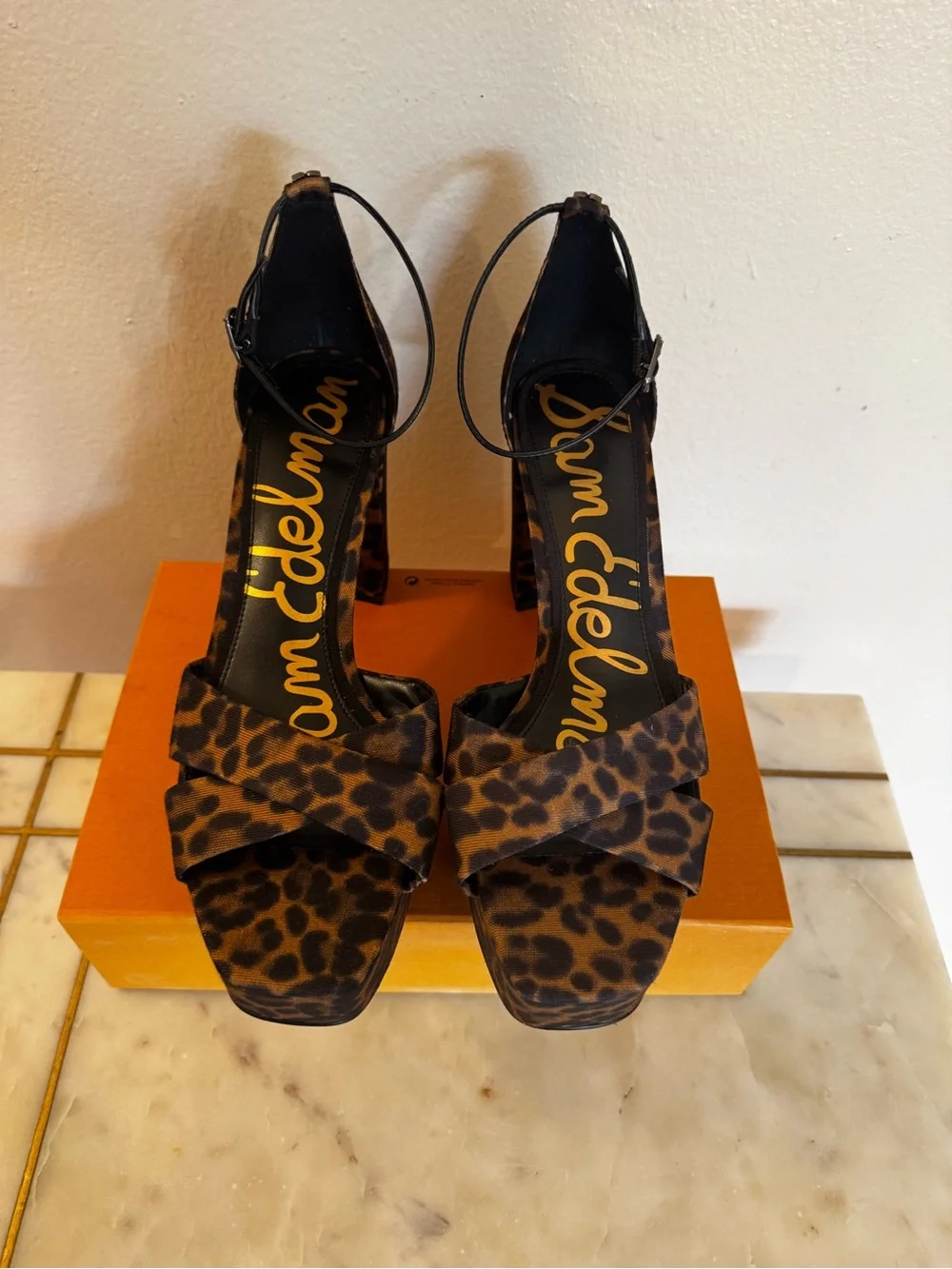 EUC Sam Edelman Leopard Print Platform Sandals - Black & Brown